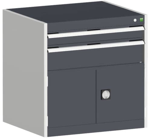 bott Schubladenschrank cubio Grundfläche 800x750 mm, 2 Schublade(n), RAL7035 Lichtgrau/RAL7016 Anthrazitgrau