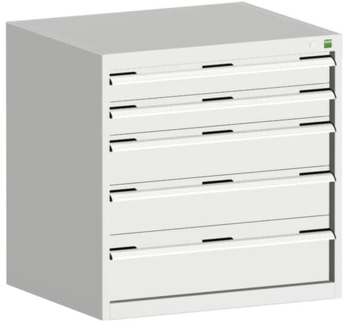 bott Schubladenschrank cubio Grundfläche 800x750 mm, 5 Schublade(n), RAL7035 Lichtgrau/RAL7035 Lichtgrau
