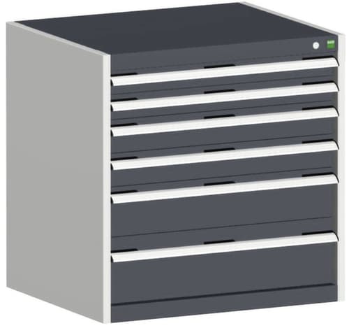bott Schubladenschrank cubio Grundfläche 800x750 mm, 6 Schublade(n), RAL7035 Lichtgrau/RAL7016 Anthrazitgrau
