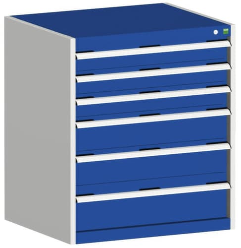 bott Schubladenschrank cubio Grundfläche 800x650 mm, 6 Schublade(n), RAL7035 Lichtgrau/RAL5010 Enzianblau