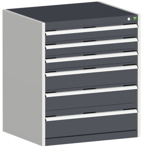 bott Schubladenschrank cubio Grundfläche 800x650 mm, 6 Schublade(n), RAL7035 Lichtgrau/RAL7016 Anthrazitgrau