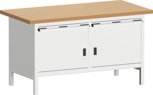 bott Kastenwerkbank cubio, 2 Schubladen, 2 Schränke, RAL7035 Lichtgrau/RAL7035 Lichtgrau
