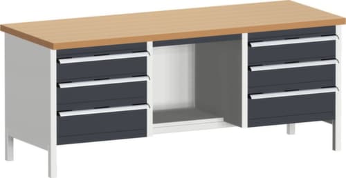 bott Kastenwerkbank cubio, 6 Schubladen, 1 Ablageboden, RAL7035 Lichtgrau/RAL7016 Anthrazitgrau
