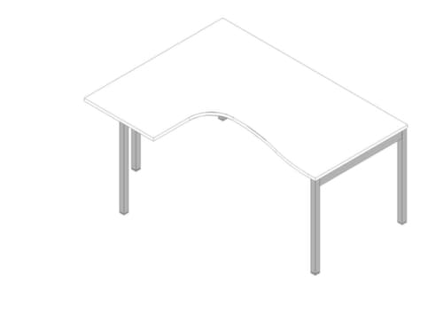 Quadrifoglio Winkel-Schreibtisch Practika, 4-Fußgestell, Breite 1600 mm, weiß/alu