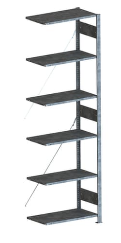 META System-Steckregal CLIP Anbaufeld, Höhe x Breite x Tiefe 2500 x 756 x 436 mm, 6 Böden