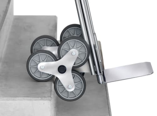 fetra 3-Stern-Treppenkarre aus Aluminium, Traglast 200 kg, Schaufelbreite 320 mm, TPE-Bereifung