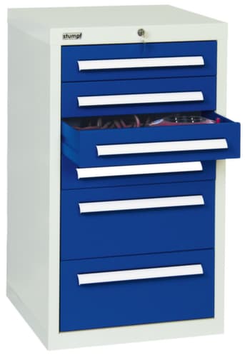 stumpf Schubladenschrank ST 420, 6 Schublade(n), RAL7035 Lichtgrau/RAL5010 Enzianblau