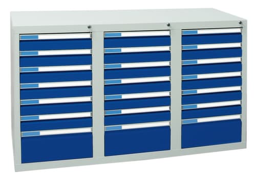 stumpf Schubladenschrank ES 510, 21 Schublade(n), RAL7035 Lichtgrau/RAL5010 Enzianblau