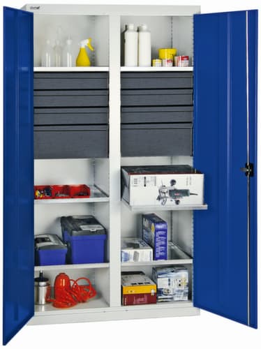 stumpf Hoher Werkzeugschrank Serie 3000 mit ausziehbaren Wannenböden + Schubladen, Breite 1000 mm