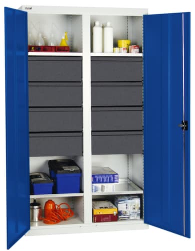 stumpf Hoher Werkzeugschrank Serie 3000 mit ausziehbaren Wannenböden + Schubladen, Breite 1000 mm