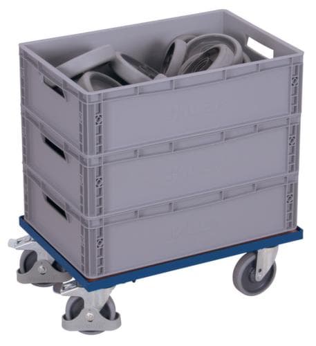 VARIOfit Kastenroller mit Rand für Euronormbehälter, Traglast 250 kg, RAL5010 Enzianblau