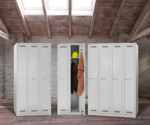 Bisley Garderobenschrank Light lichtgrau mit 3 Abteilen