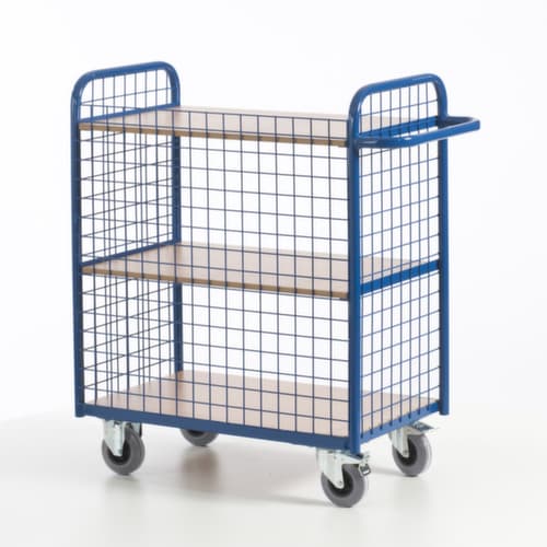 Rollcart Bürowagen mit 3 Gitterwänden, Traglast 150 kg, 3 Etagen