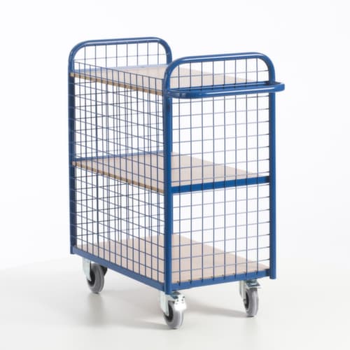 Rollcart Bürowagen mit 3 Gitterwänden, Traglast 150 kg, 3 Etagen