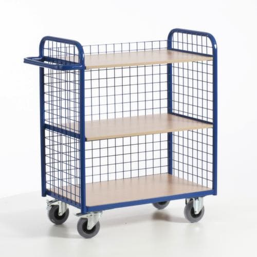 Rollcart Bürowagen mit 3 Gitterwänden, Traglast 150 kg, 3 Etagen