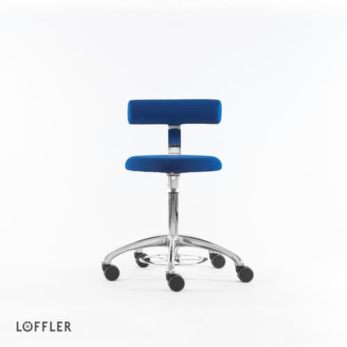 Löffler Hocker Aogo, Sitz blau, Rollen