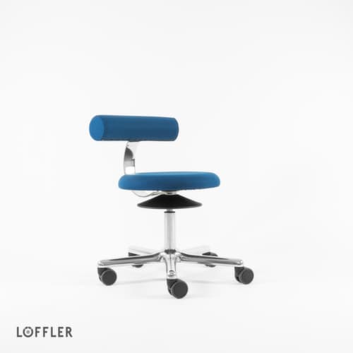 Löffler Hocker Aogo, Sitz blau, Rollen