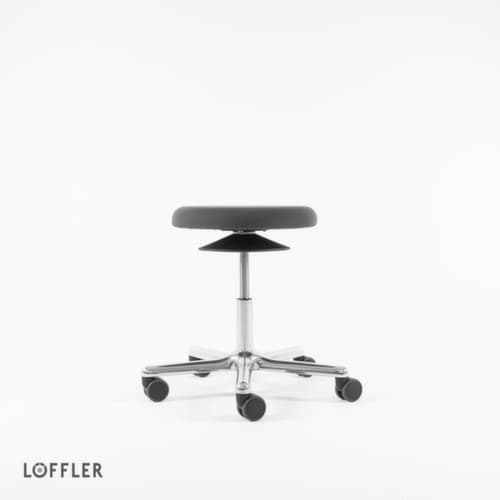 Löffler Drehhocker Ergo mit Sitzhöhenverstellung, Sitz grau, Rollen