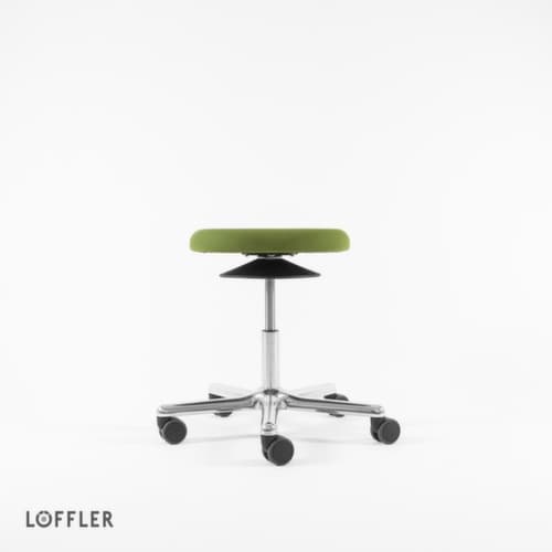 Löffler Drehhocker Ergo mit Sitzhöhenverstellung, Sitz grün, Rollen