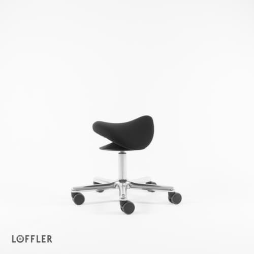Löffler Sattelsitzhocker Sedlo mit Höhenverstellung, Sitz schwarz, Rollen