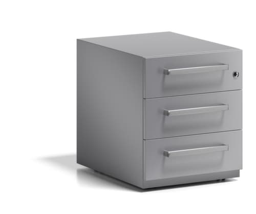 Bisley Rollcontainer Note, 3 Schublade(n), silber/silber