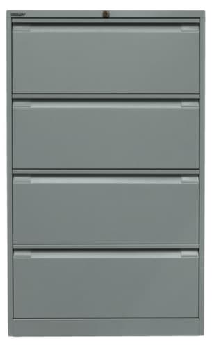 Bisley Hängeregistraturschrank, 4 Auszüge, silber/silber