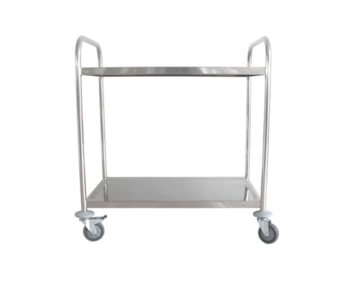 Edelstahl-Servierwagen, Traglast 100 kg, 2 Etagen