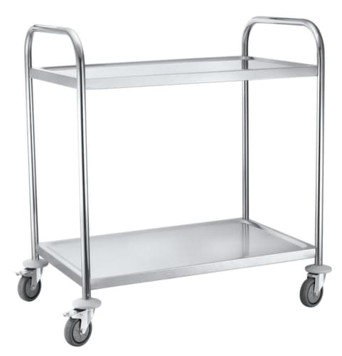 Edelstahl-Servierwagen, Traglast 100 kg, 2 Etagen