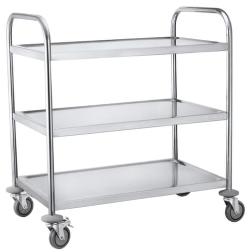 Edelstahl-Servierwagen, Traglast 150 kg, 3 Etagen