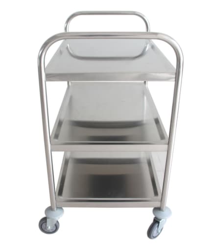 Edelstahl-Servierwagen, Traglast 150 kg, 3 Etagen