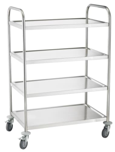 Edelstahl-Servierwagen, Traglast 200 kg, 4 Etagen