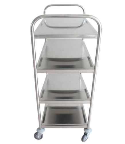 Edelstahl-Servierwagen, Traglast 200 kg, 4 Etagen