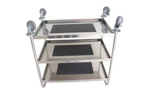 Edelstahl-Servierwagen, Traglast 150 kg, 3 Etagen
