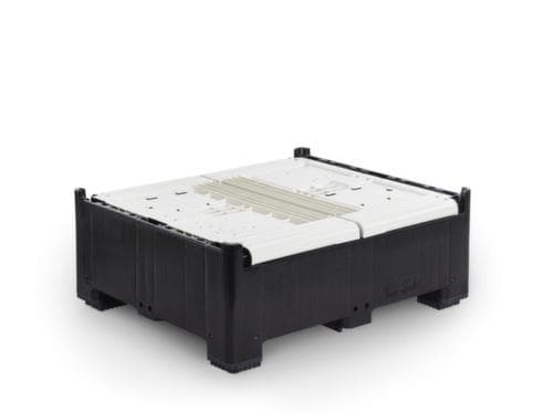 Klappbare Palettenbox High Cube mit Klappe, 4 Füße, Länge x Breite 1200 x 800 mm