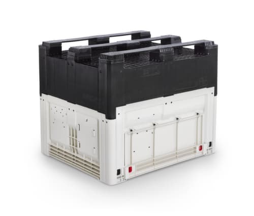 Klappbare Palettenbox High Cube mit Klappe, 3 Kufen, Länge x Breite 1200 x 1000 mm