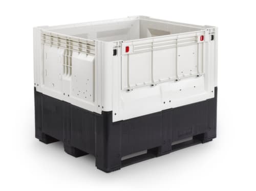 Klappbare Palettenbox High Cube mit Klappe, 3 Kufen, Länge x Breite 1200 x 1000 mm