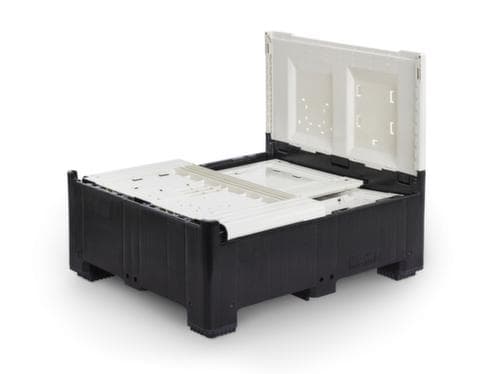 Klappbare Palettenbox High Cube mit Klappe, 4 Füße, Länge x Breite 1200 x 800 mm