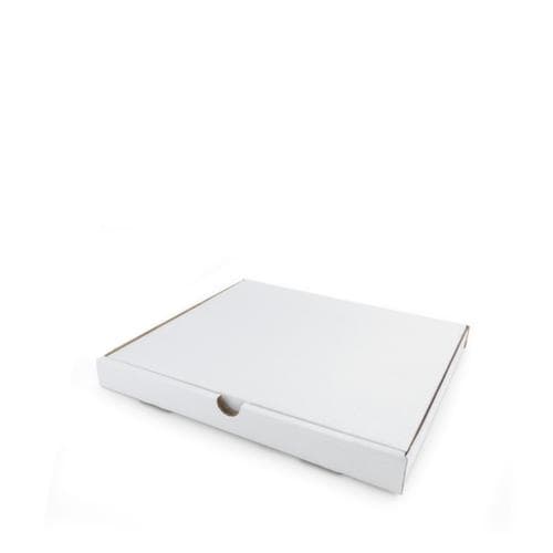 Flacher Versandkarton in weiß, 1-wellig, 430 x 310 x 40 mm