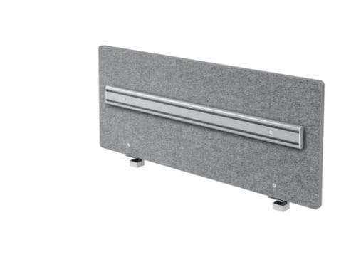 Schallabsorbierende Tischtrennwand mit Orgaschiene, Höhe x Breite 500 x 1200 mm, Wand grau meliert