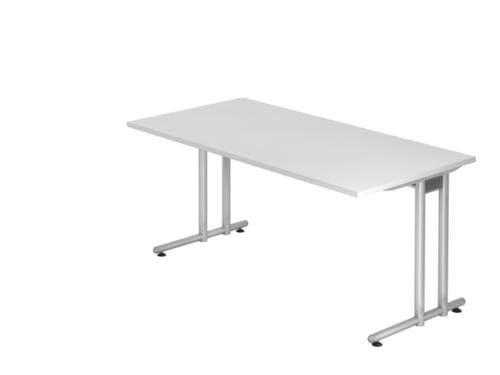 Schreibtisch Terra Nova mit C-Fußgestell, Breite x Tiefe 1600 x 800 mm, Platte weiß