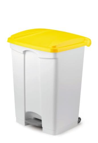 Tretabfalleimer gemäß HACCP, 90 l, weiß, Deckel gelb