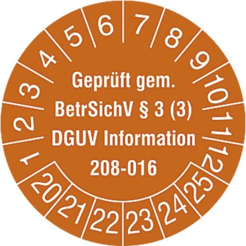 Prüfplakette mit Jahresfarbe