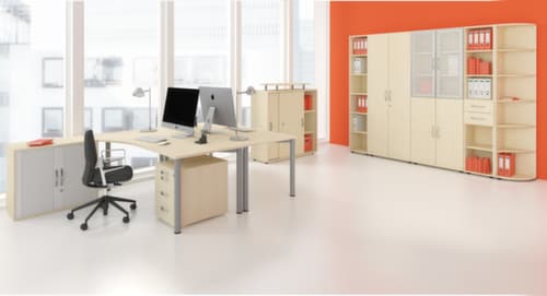 Gera Querrollladenschrank Milano, 2 Ordnerhöhen, Ahorn/silber