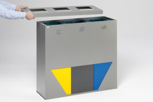 VAR Wertstoffsammelstation WS Trapez 93 mit 3 farbigen Innenbehältern, 3 x 89 l