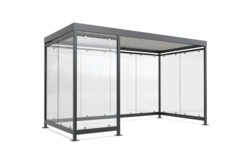 WSM Raucher-Unterstand K4 c/b mit breitem Eingang, Breite x Tiefe 4195 x 2165 mm