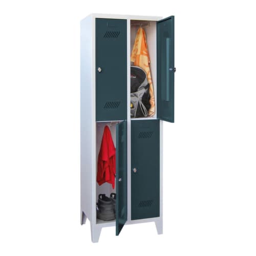 PAVOY Doppelstöckiger Garderobenschrank Basis mit 2x2 Abteilen, Abteilbreite 300 mm