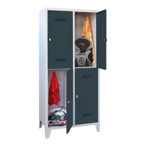 PAVOY Doppelstöckiger Garderobenschrank Basis mit 2x2 Abteilen, Abteilbreite 400 mm