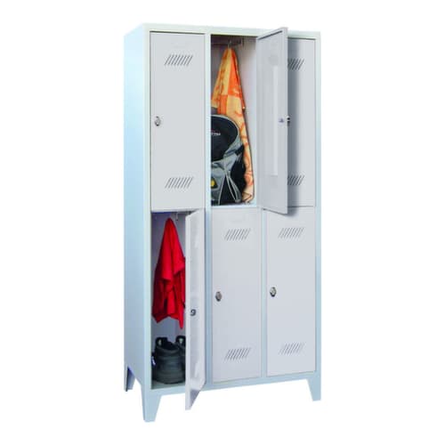 PAVOY Doppelstöckiger Garderobenschrank Basis mit 3x2 Abteilen, Abteilbreite 300 mm