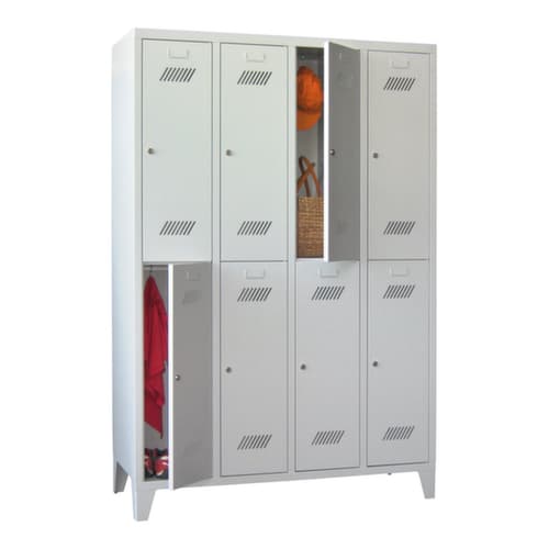 PAVOY Doppelstöckiger Garderobenschrank Basis mit 4x2 Abteilen, Abteilbreite 300 mm