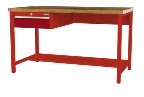 Bedrunka + Hirth Werkbank mit Buche-Massivholzplatte Gestell in vielen Farben, 1 Schublade, 1/2 Ablageboden